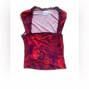 Urban Outfitters Out from Under dreamy rose print top with square neckline M New